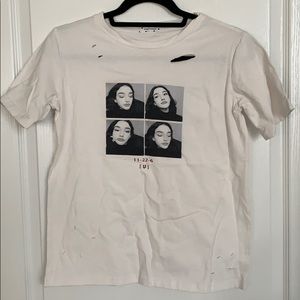 Graphic tee with rips